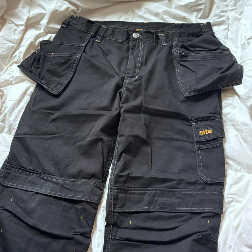 site king Cargo holster pants 38x32 black tool‎ pockets multifunctional workwear